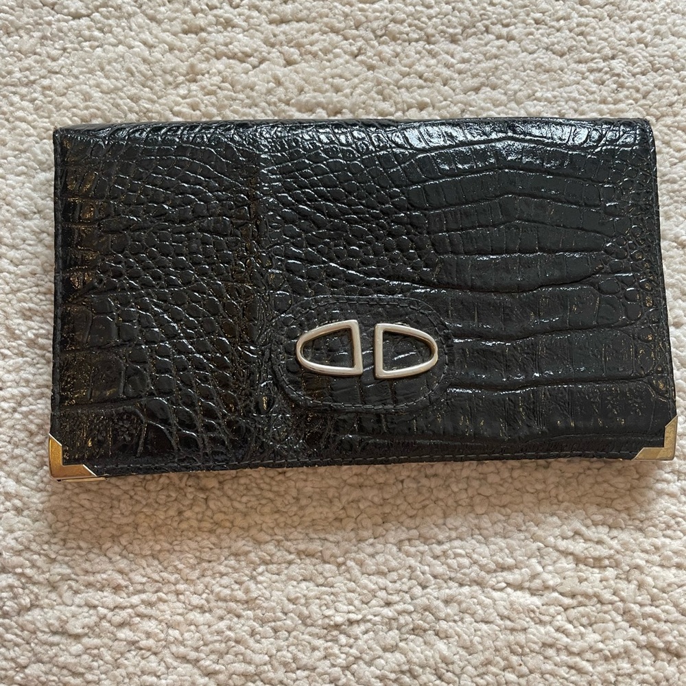 Vintage crocodile clutch - black